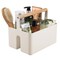 mDesign Plastic Portable Nursery Storage Caddy Tote with Wood Handle